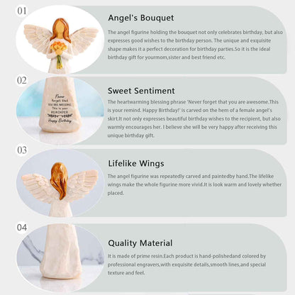 Birthday Gifts for Women, 5.5” Resin Angel Figurine - Happy Birthday Gifts | Womens Birthday Gifts, Happy Birthdays Party Decorations, Unique Birthday Gifts for Mom, Grandma, Daughter, Sister, Friend