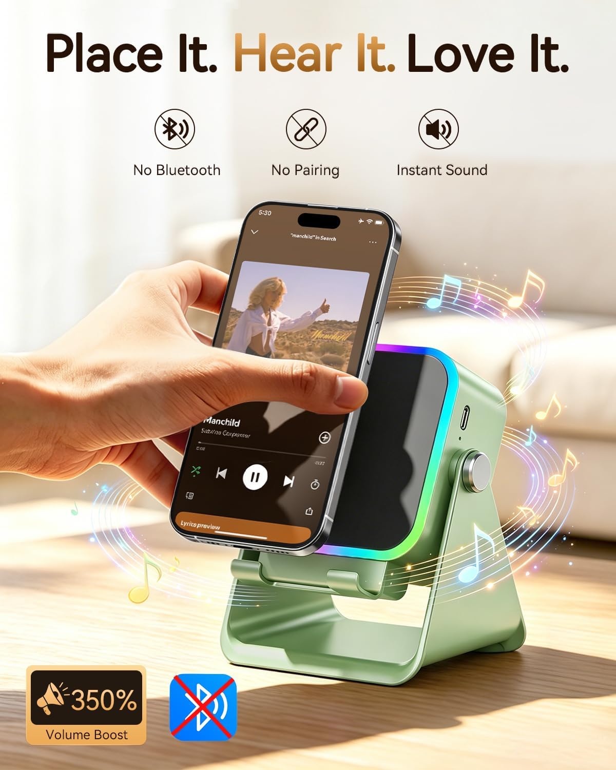 Gifts for Men Tech Gadgets Wireless Induction Speaker with Phone Stand