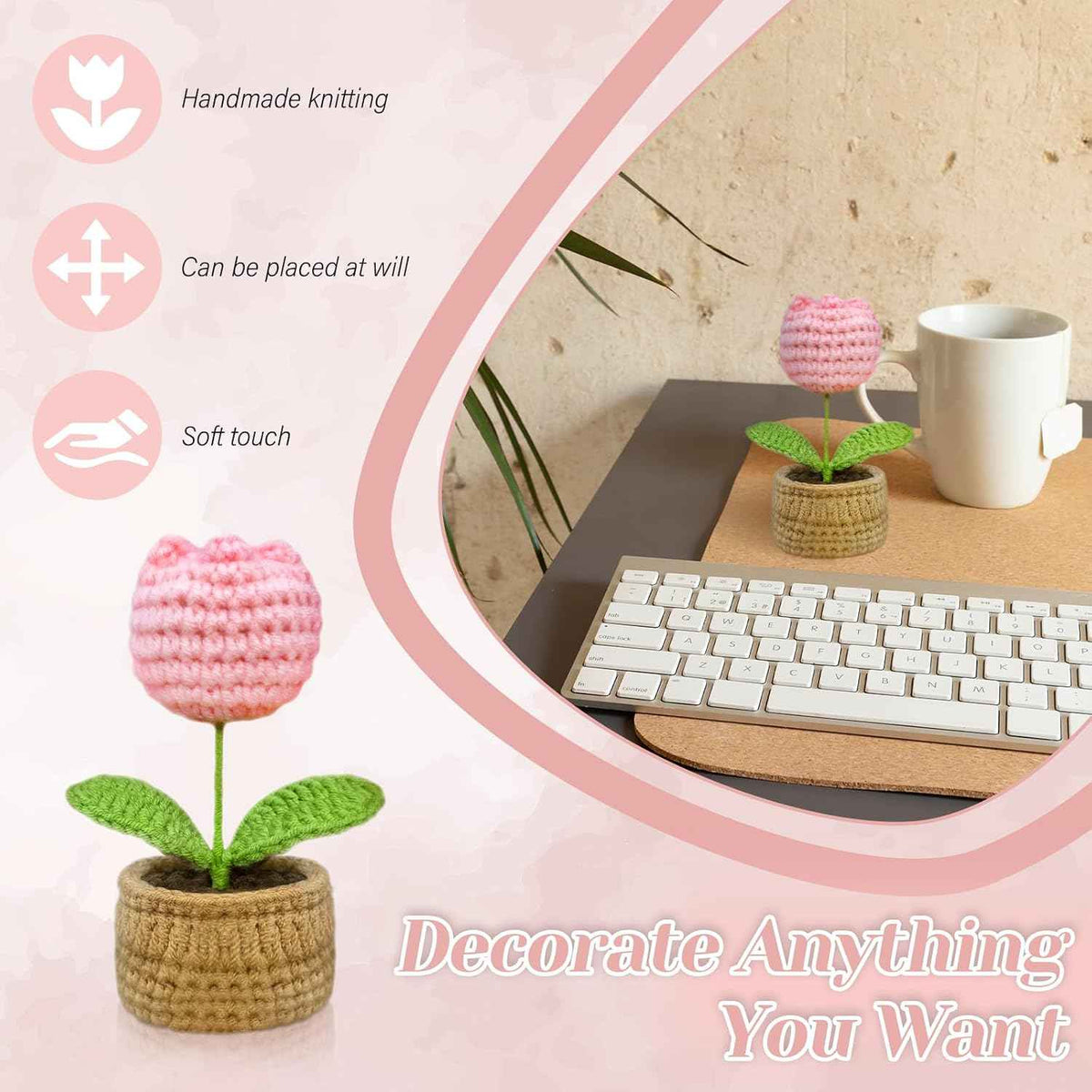Appreciation Gifts for Coworkers, Farewell Gifts for Coworkers with 16 Oz Glass Cup, Scented Candle, Knitted Tulip Decor, Thank You Gift for Christmas, Thanksgiving, Birthday Gift for Women, Employee