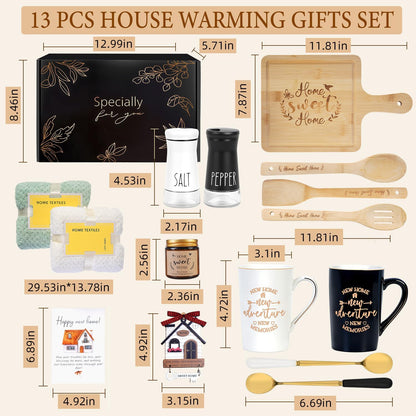 House Warming Gifts New Home,15 Pcs New Home Gift Basket | Housewarming Gifts Baskets, Closing Gifts for Home Buyers, First Homeowner Couple Women