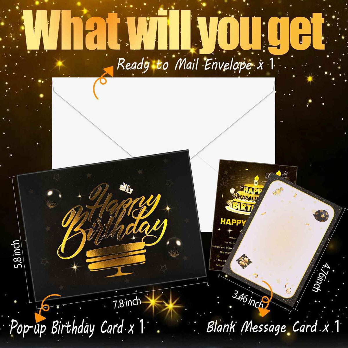 Pop Up Birthday Cards for Men, LED Light & Music Blow The Candle | 3D Balloons, Singing Happy Birthday gifts Card for Husband - Women, Kids, Son, Her, & Dad