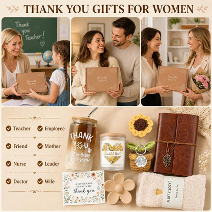 Glass Cup & Notebook Thank-You Gift Set
