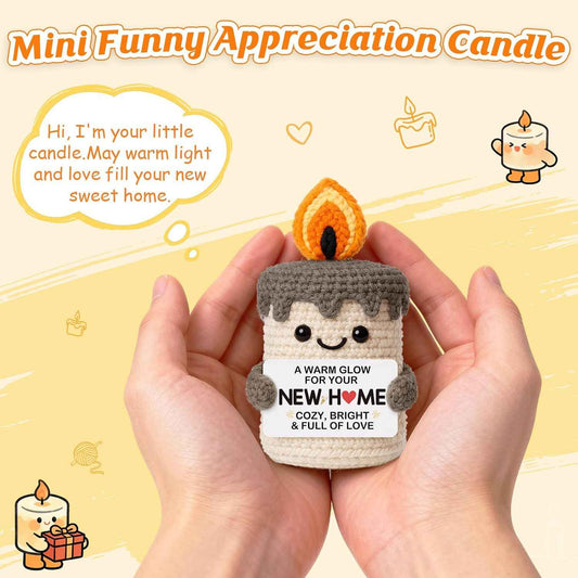 YUEYUQIU Funny House Warming Gifts New Home, Handmade Crochet Candle Decor | Funny Housewarming Gifts for Women Men, Ideas New Home Presents for Friends Couple New Homeowner, First Apartment Essentials