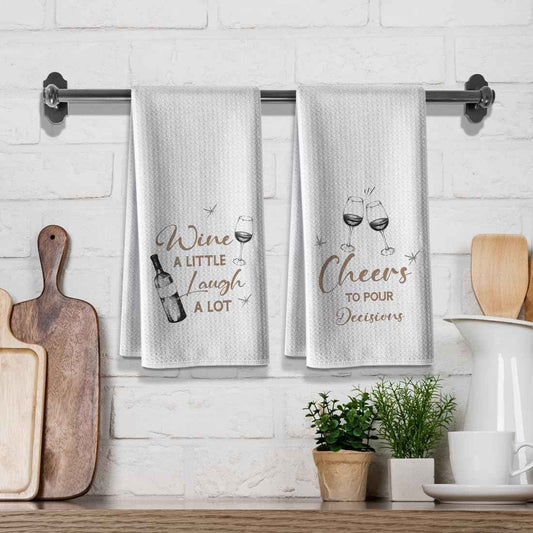 Funny Kitchen Towels,Themed Dishcloth Towels Decor,14"x26"inch,Hand Towels,Tea Towels,Gift for Lover,Hostess,Housewarming,Valentine's Day,Candlelight Dinner,2pack-Gold