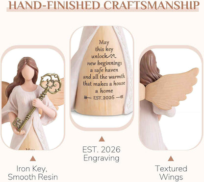 Storieme Housewarming Angel Figurine, House Warming Gifts New Home | Handmade resin with gift-ready package, perfect entryway table decor symbolizing new beginnings for homeowner women friend