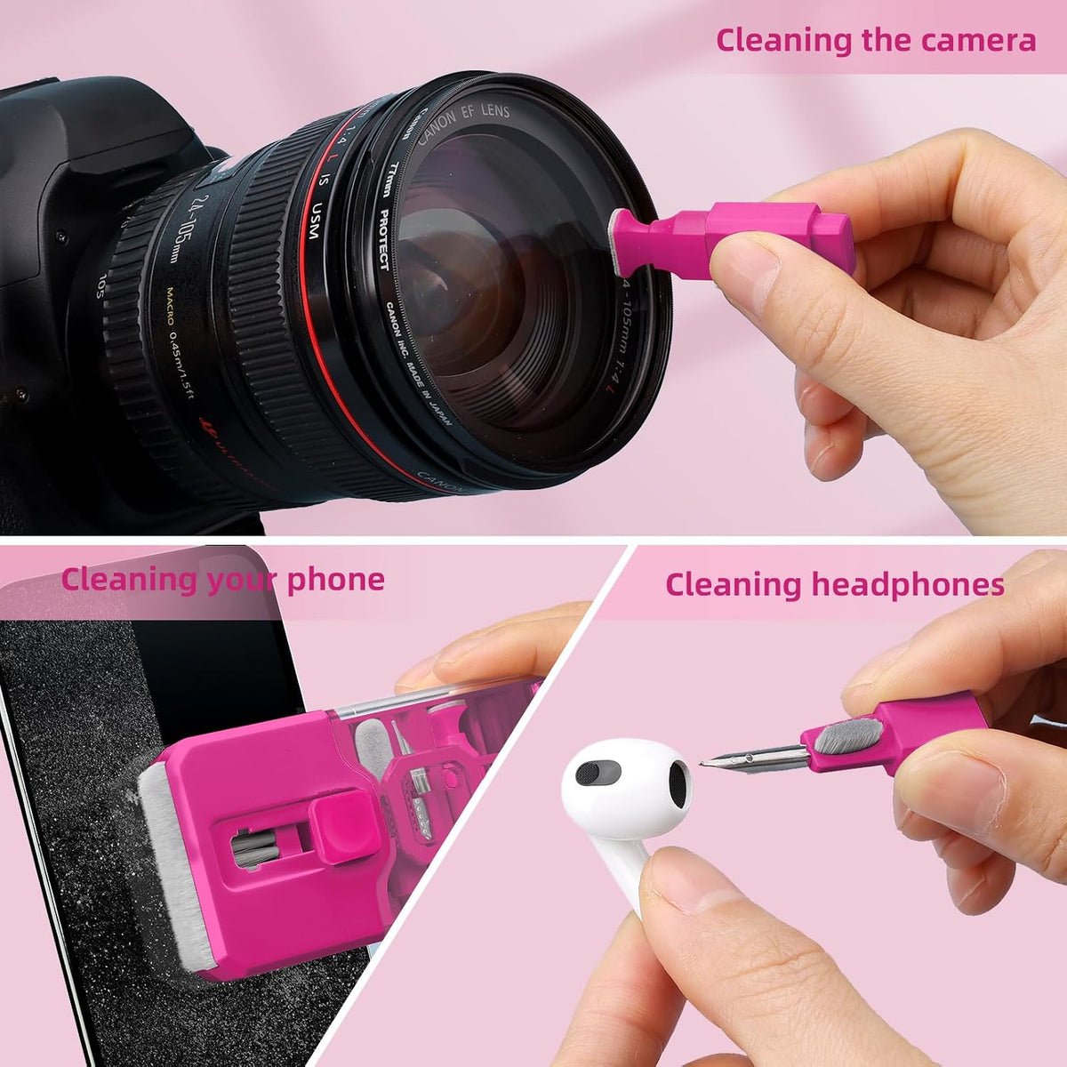 Keyboard Cleaner & Laptop Cleaning Kit, All-in-1 for Computer PC, HotPink