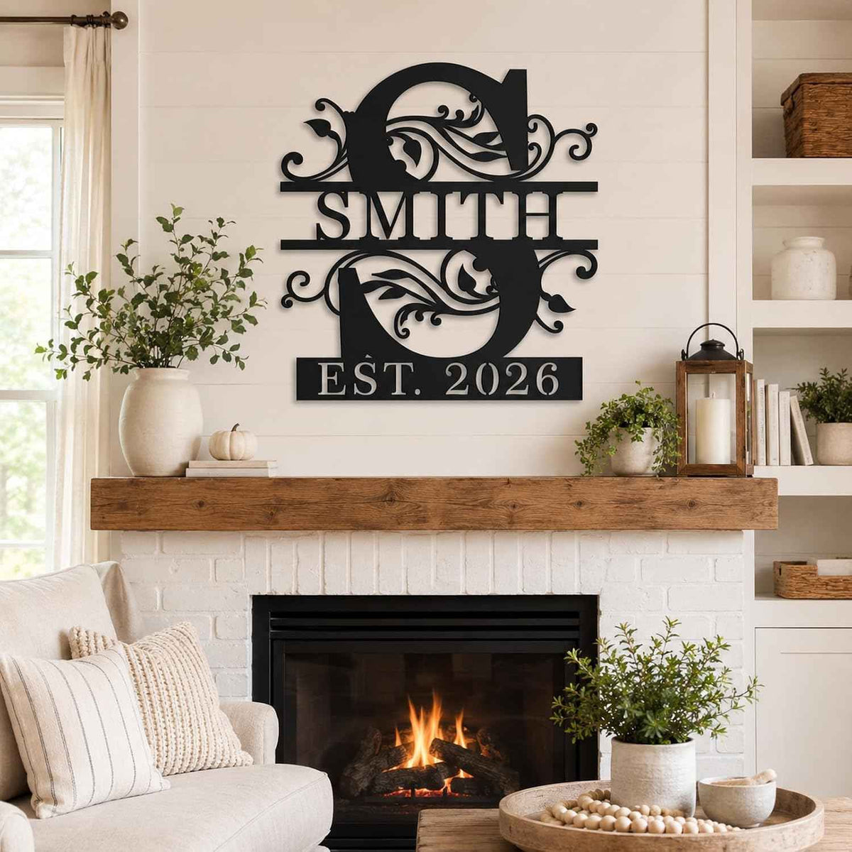 Custom Metal Name Sign | Personalized Last Name Signs | Split Letter Monogram Wall Decor | Family Name Sign | Anniversary Wedding Gift | Outdoor Metal Art | Housewarming Gift
