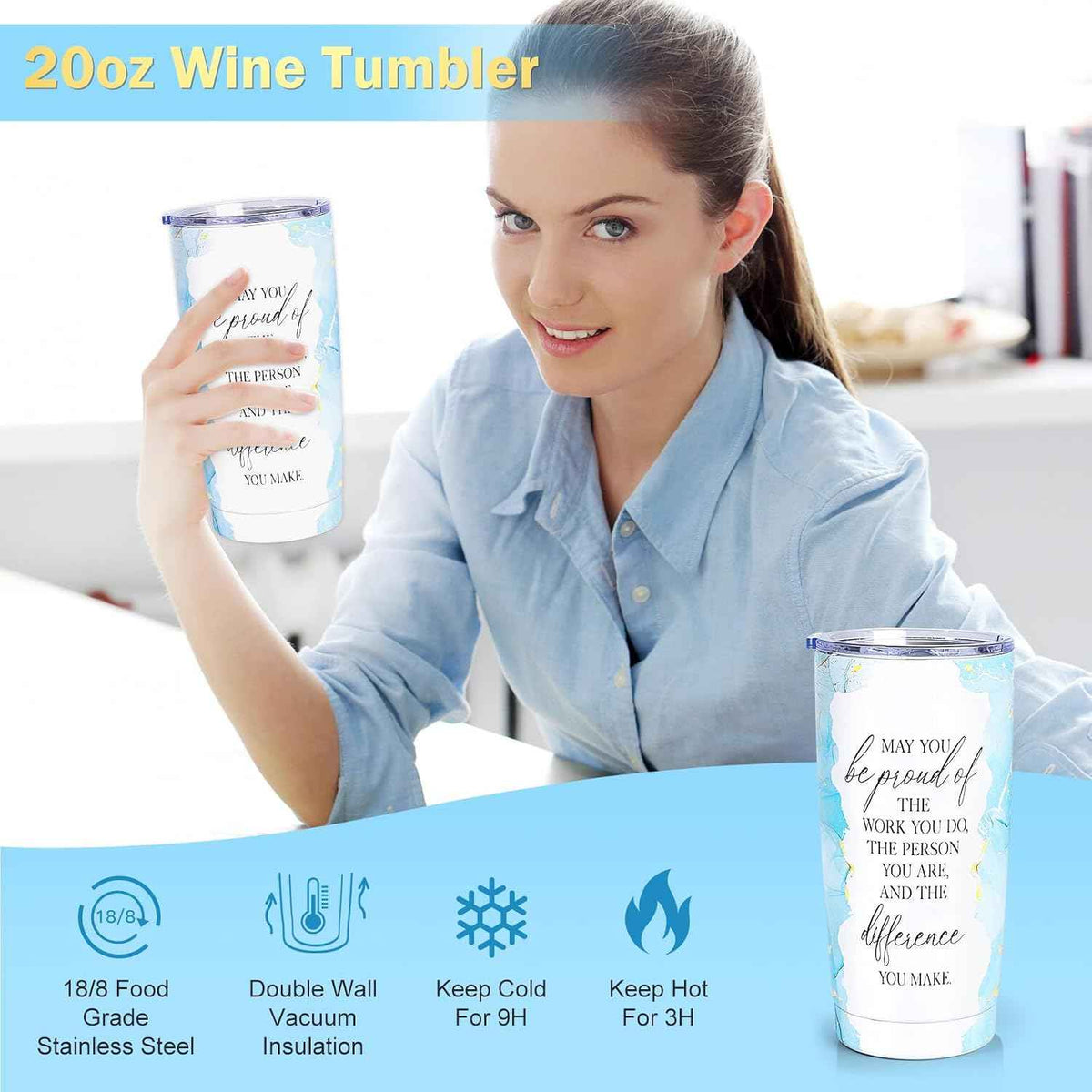 Employee Appreciation Gifts, Appreciation Gifts for Coworkers, 8 Pcs Christmas Gift for Employees Coworkers Teacher Staff Principal Nurse, Cool Thank You Gifts Baskets w/ Tumbler Notebook (Blue)