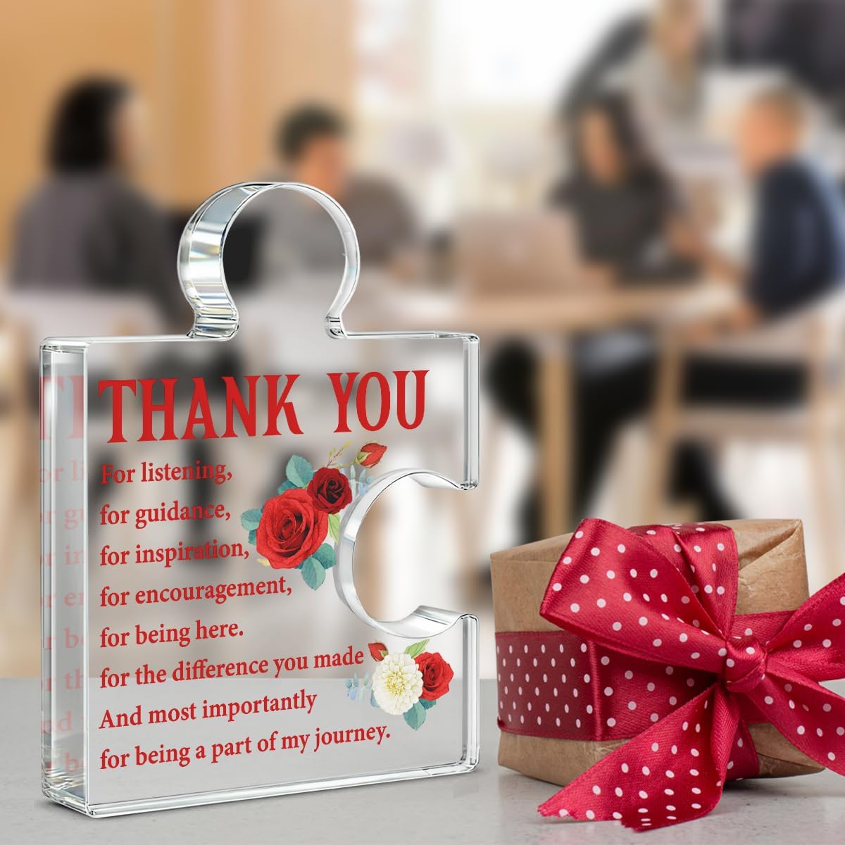 Thank You Gifts for Women, Appreciation Gifts for Coworkers Work Bestie Boss Lady Teacher Nurse, Thank You Gift Floral Acrylic Plaque Sign Home Office Decor