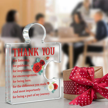 Thank You Gifts for Women, Appreciation Gifts for Coworkers Work Bestie Boss Lady Teacher Nurse, Thank You Gift Floral Acrylic Plaque Sign Home Office Decor