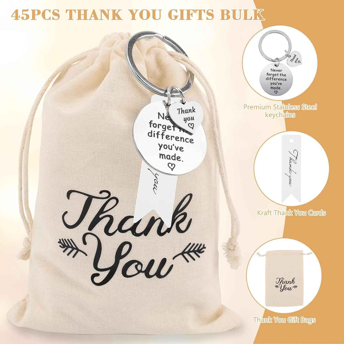 NICEMOVIC 45 Pcs Employee Thank You Gifts Bulk, Appreciation Gifts Bulk with Drawstring Bag & Card for Coworkers Teacher