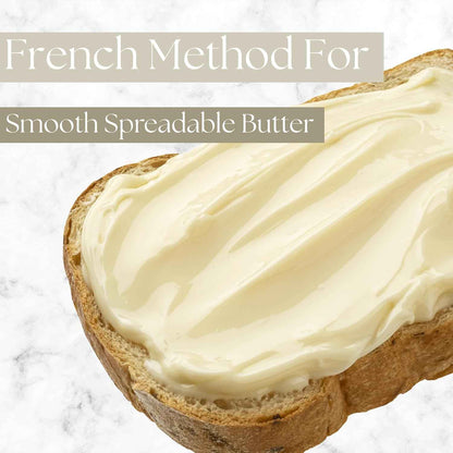 French Butter Crock Gift Set –Housewarming Gift, Gift for Foodie, Holiday Gift, Corporate Gift, Gift for Kitchen |Ceramic Butter Keeper Gift Set with Tea Towels & Olivewood Spreader in Gift Box