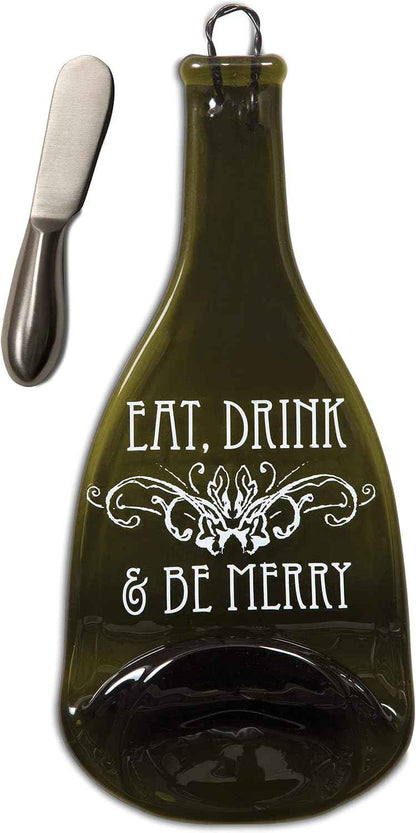 Pavilion Gift Company Wine All The Time Wine and Cheese Tray with Spreader, 12-Inch, Eat Drink and Be Merry
