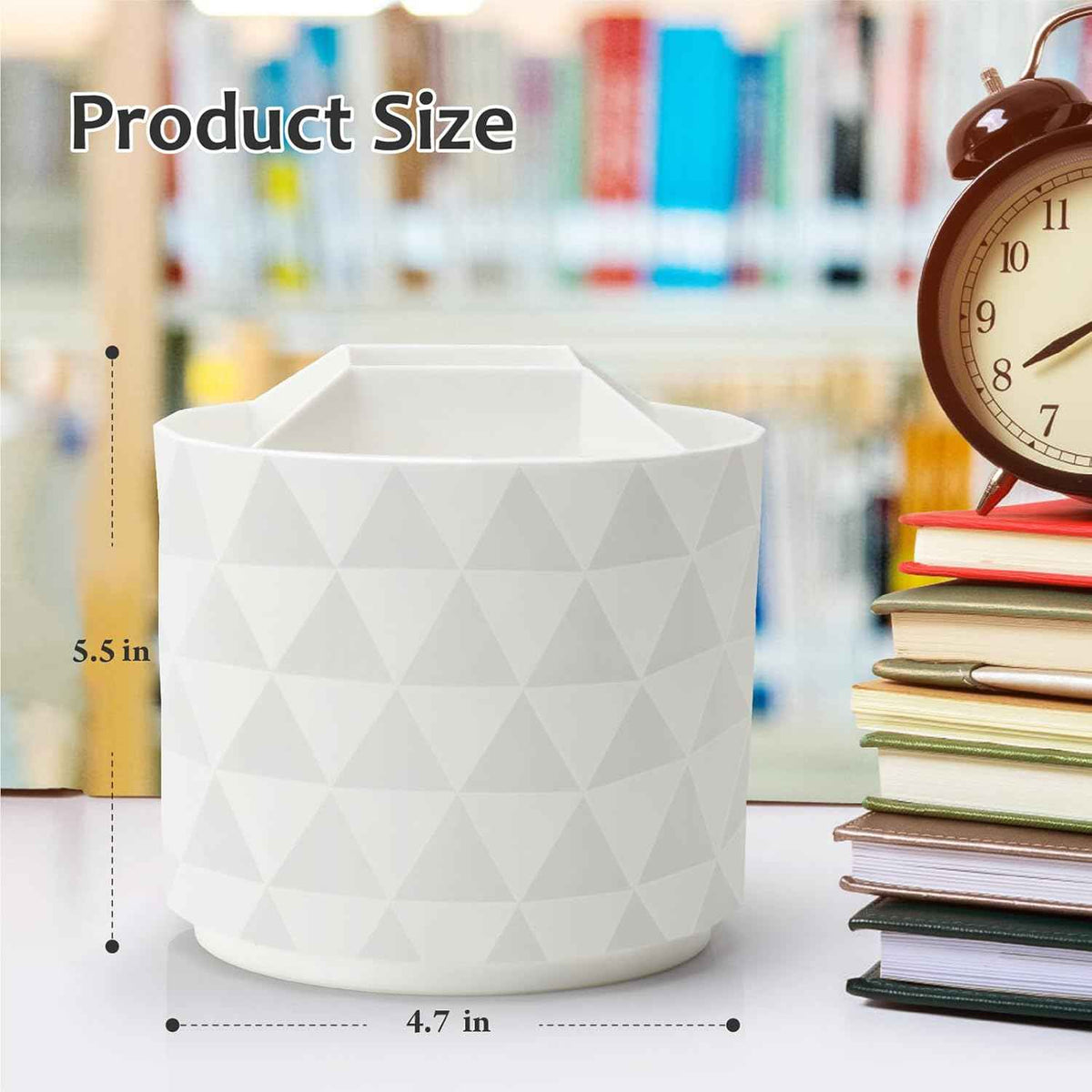 Desk Organizer, 360-Degree Rotating Pencil Pen Holders For Desk, Diamond Pattern Pen Organizer With 5 Compartments, Cute Desk Accessories Decor For Office, School,Home,Art Supply (Green)