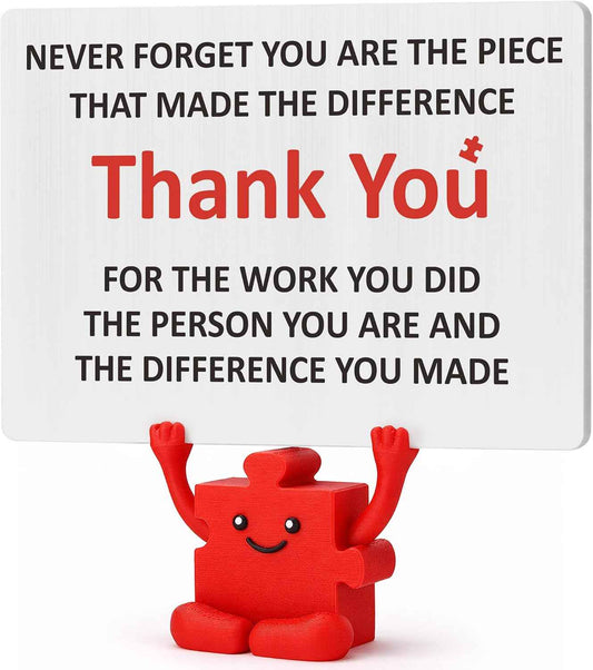 Thank You Appreciation Gifts for Women Men Friends, Retirement Goodbye Gift for Coworkers Boss Employees Staff Teacher Nurse Coach Mentor Inspirational Puzzle Piece Plaque Office Decor