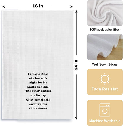 Wine Kitchen Towels 16x24 Inches - Gifts for Lovers, Dish Towels, Decor, I Enjoy a Glass Each Night Hand Towels