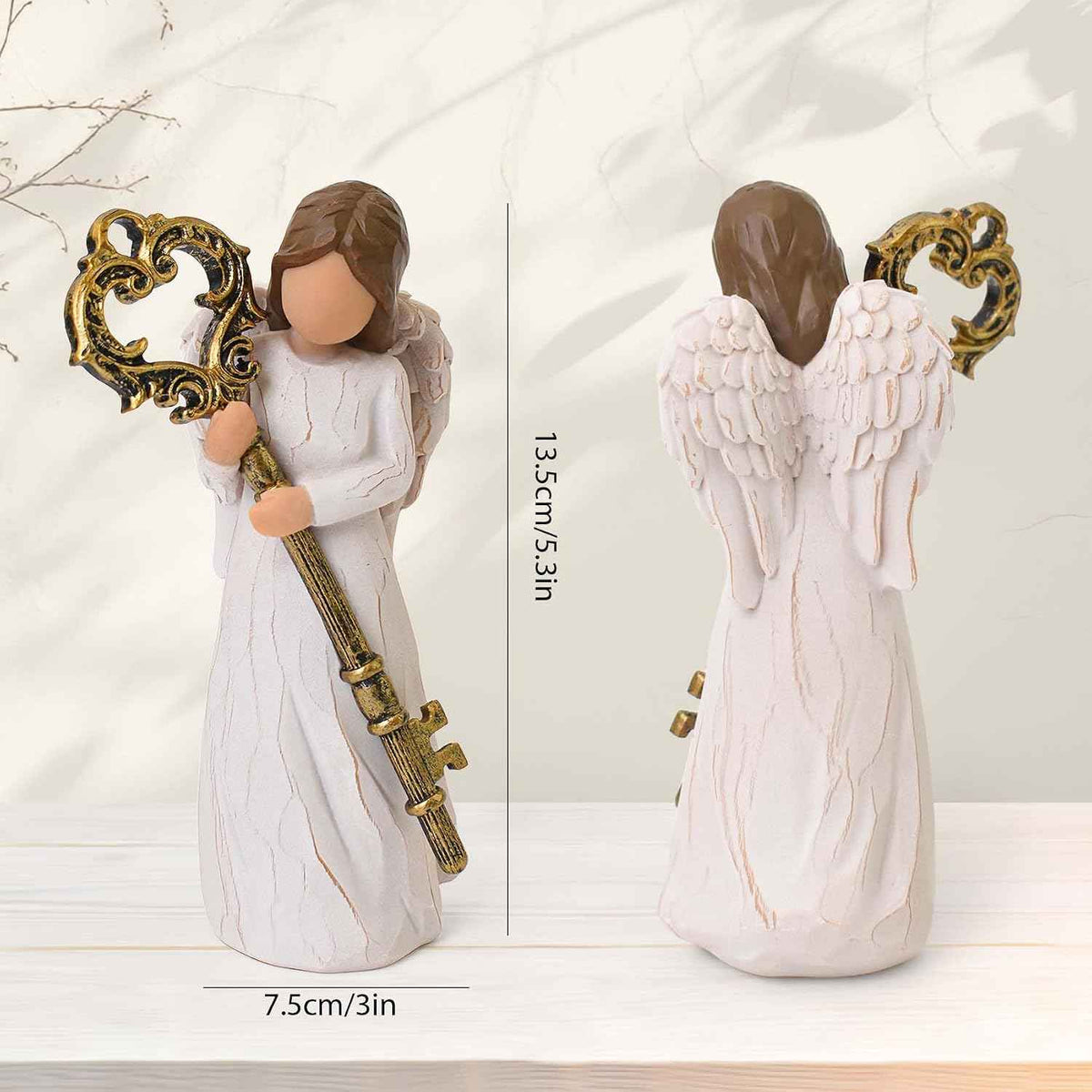 Housewarming Gifts New Home, Key Angel Figurines - House Warming Gifts | Sculpted Hand-Painted Resin Statue for Women, Couple, First Home Buyers, Homeowner, New House New Beginning