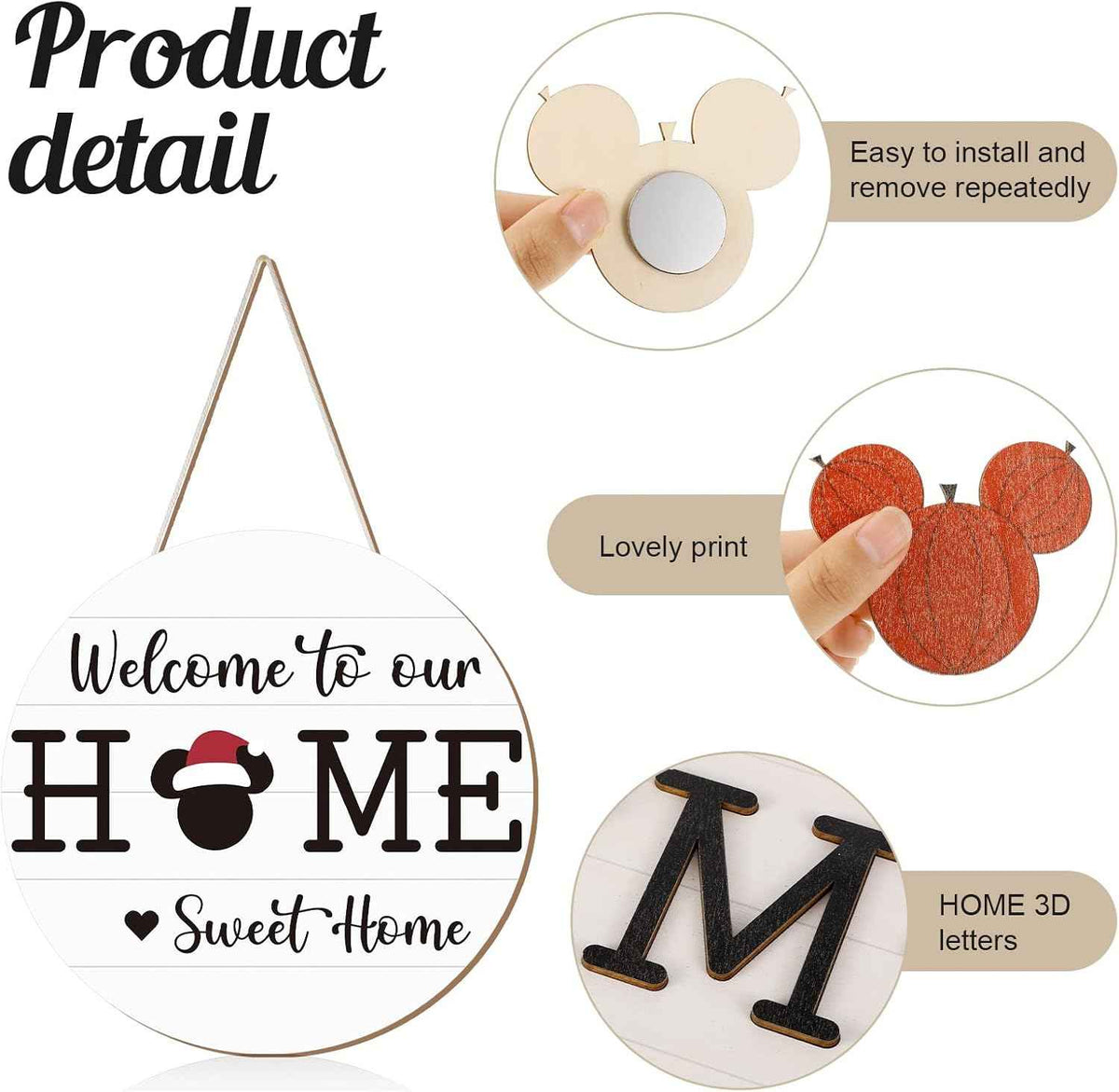 13 Pcs Interchangeable Welcome Sign for Front Door | Rustic Seasonal Mouse‑Themed Hanging Decor Ideal For Housewarming Gifts Outdoor Porch Home Wall And Front‑Door Decoration