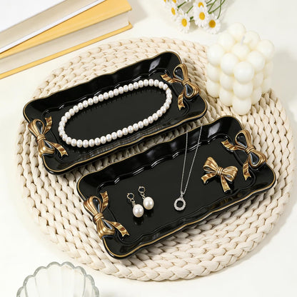 Vintage Bow Decorative Tray Set in Black