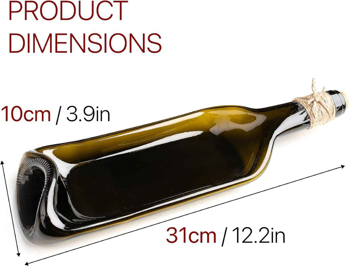 Melted Wine Bottle Serving Board; Decorative Rectangle Serving Tray for Home Decor; Small Cheese Platter Serving Board; Unique Cheese and Cracker Tray for Dinner Party