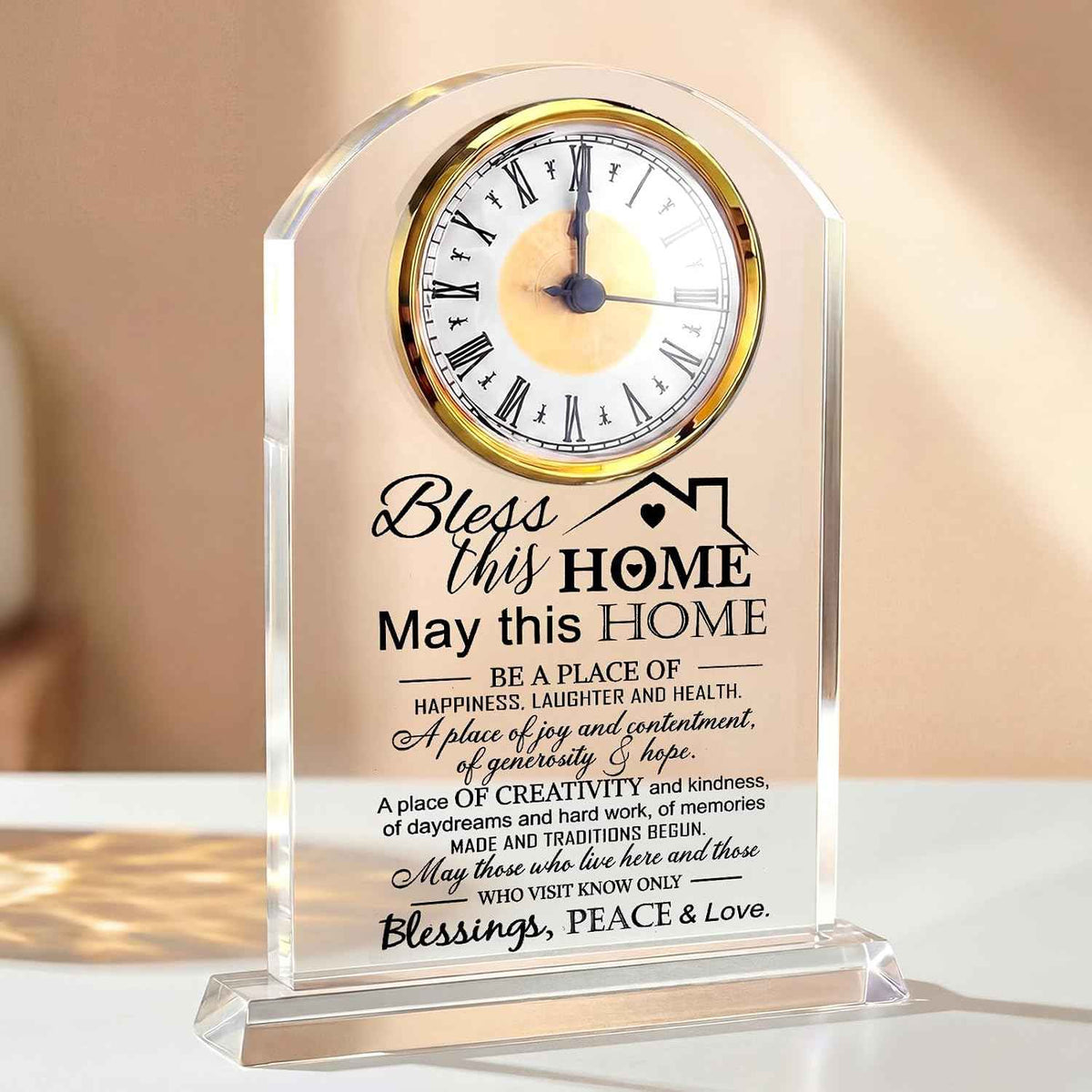 Landical House Warming Gifts New Home Crystal Clock Acrylic Keepsake Home Warming Gifts Housewarming Couple Presents Ideas for New House Blessing Homeowner Women Men Friend Family Decor(Whimsical)