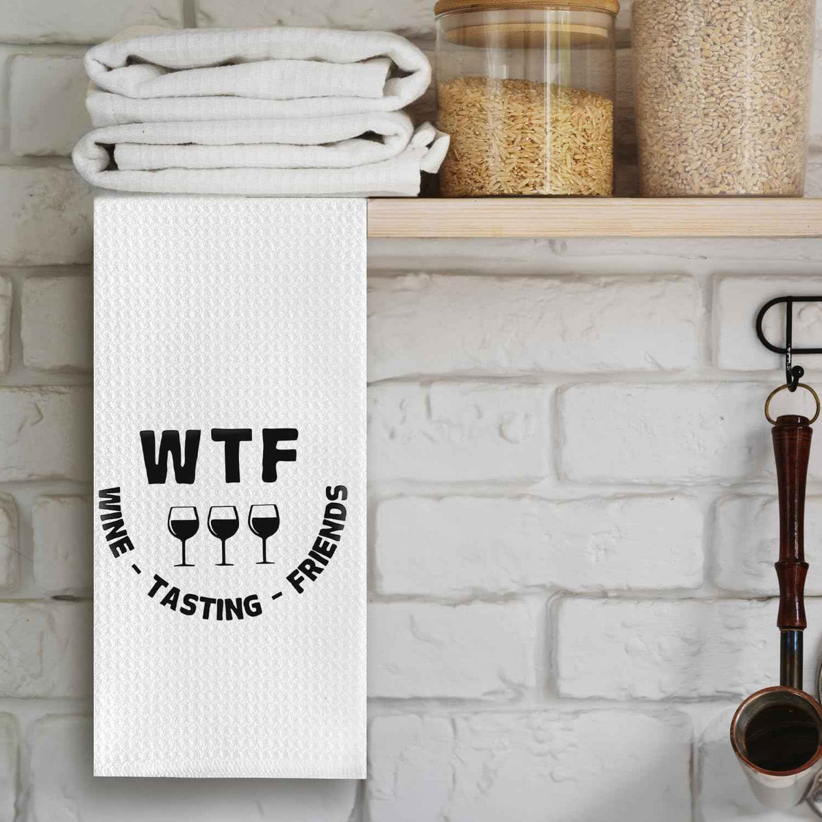 Funny Wine Dish Towels, Classic Waffle Kitchen Cloths, 16 x 24 Inches, Wine Lovers Gifts for Women