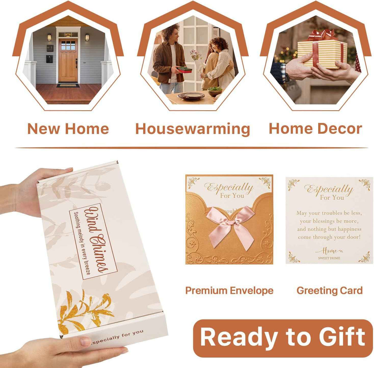 AMBOBE House Warming Gifts New Home, 32" Wind Chimes Housewarming Gifts | New Home Gift Ideas for Women Men Homeowners Couples Family Friends, Cozy First Home Gift for Home Décor