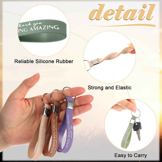 Nosiny 30 Pcs Thank You Gifts Bulk Keychains Employee Appreciation | Back to School Teacher Gifts, Housekeeping DSP EVS Week Inspirational Silicone Keyring for Staff Coworkers Office Team