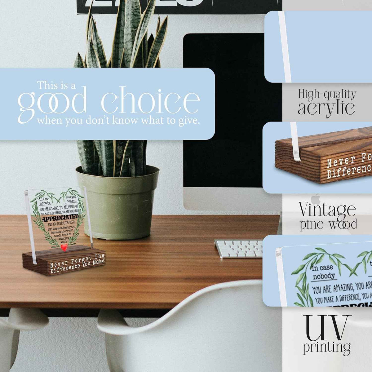 Thank You Appreciation Gifts for Coworker, Employee, Women, Men, Friends, You Are Appreciated Gifts, Leaving Going Away Encouragement Quote for Office Desk Decorative Signs Plaques VBD16