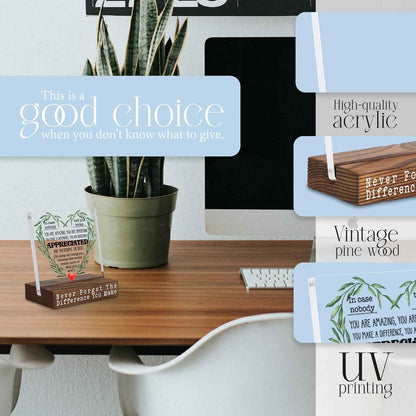 Thank You Appreciation Gifts for Coworker, Employee, Women, Men, Friends, You Are Appreciated Gifts, Leaving Going Away Encouragement Quote for Office Desk Decorative Signs Plaques VBD16