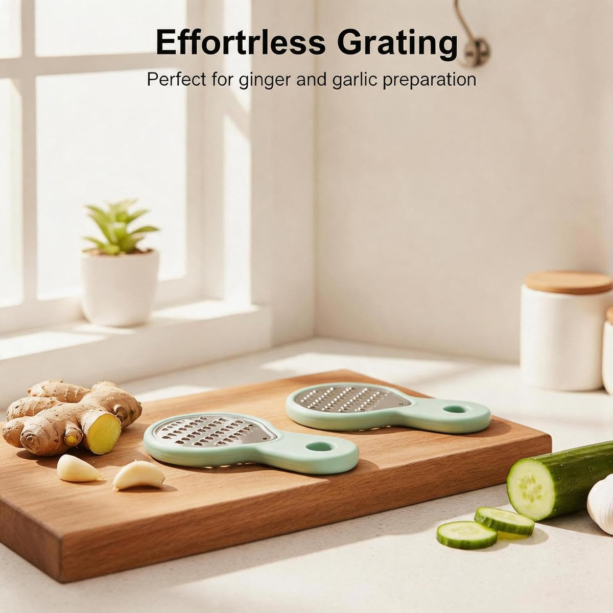 Kitchen Gadgets Set 7 Pieces, Space Saving RV Camper Kitchen Supplies, Cheese Grater, Pizza Cutter, Vegetable Shredder, Fruit Peeler, Garlic Grinder, Stackable Cooking Tools, Dishwasher Safe