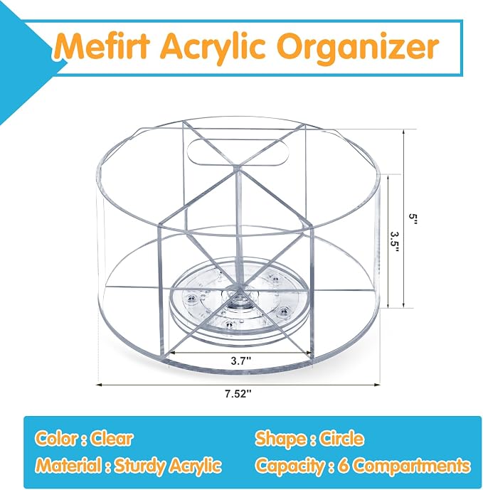 Six-Compartment Rotating Acrylic Desk Organizer - Field & Blessing