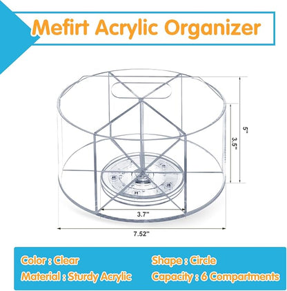 Six-Compartment Rotating Acrylic Desk Organizer - Field & Blessing
