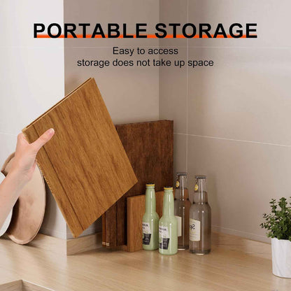 Book Cutting Board Set of 3, Wooden Boards That Look Like Books | Labeled for meat, fish, cheese, bread, fruits and vegetables; upright stand saves space for kitchen display and gifting.