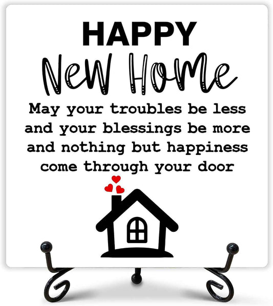 Housewarming Gifts, New Home New Adventure Memories Welcome Home Decorations, Best Gift Ideas for Family Couple, 5 x 5 Inches Living Room Bedroom Kitchen Bathroom Decor-071