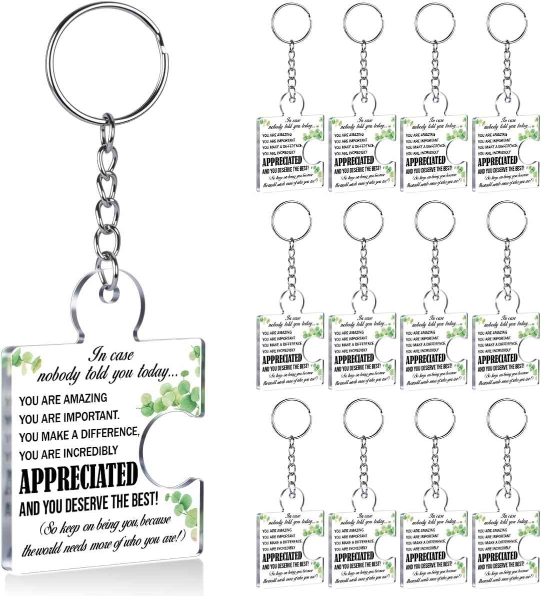 Team Appreciation Gifts Bulk for Coworkers Employees Colleagues, Thank You Gift Set Acrylic Puzzle Piece Keychains