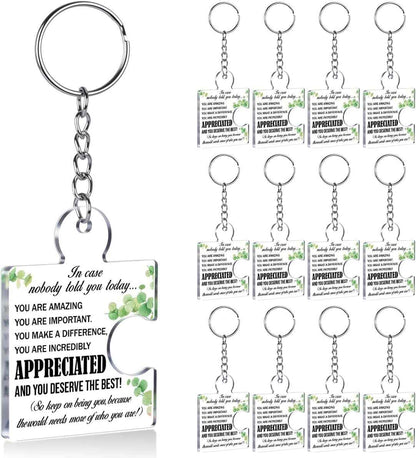 Team Appreciation Gifts Bulk for Coworkers Employees Colleagues, Thank You Gift Set Acrylic Puzzle Piece Keychains