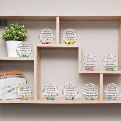Geelin 12 Pcs Employee Appreciation Awards Heart Acrylic Plaque, Nonagon | Appreciation Gifts for Teacher Nurse Assistant, Employee of Month Recognition, Inspirational Workplace Decor Tokens