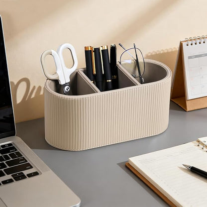 Three-Compartment Leather-Look Remote & Desk Organizer - Field & Blessing