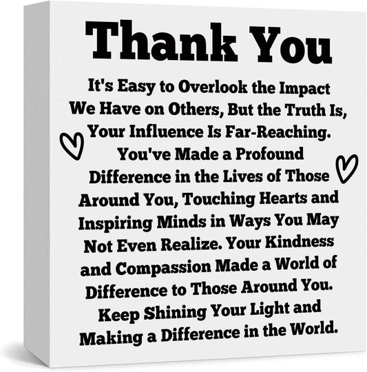 Thank You Gifts for Women Men Wooden Box Sign Coworkers Employees Friends Appreciation Gift Team Appreciation Gifts Wooden Decor Sign Inspirational Gift for Boss Leader Mentor Christmas Retirement