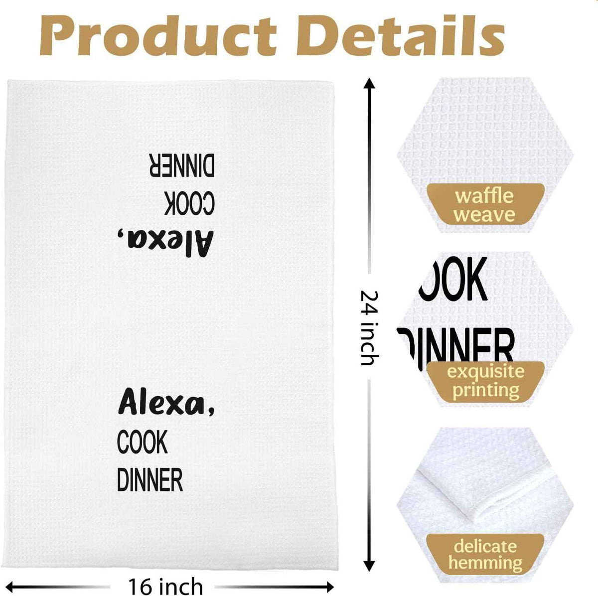 Hostess Gifts Decorative Kitchen Towel - Cook Dinner Decorative Waffle Dish Towels, Funny Hostess Gifts Hand Towels, Funny Housewarming Gift Tea Towel, 16×24 Inches