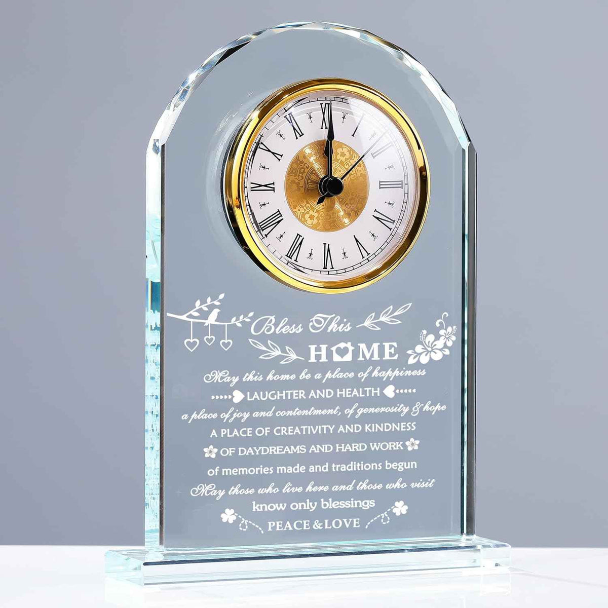 YWHL House Warming Gifts New Home Crystal Glass Clock Housewarming Gifts for Women Men Best Housewarming Gift Ideas Home for Couple Presents House Blessing Warming Gifts New Apartment