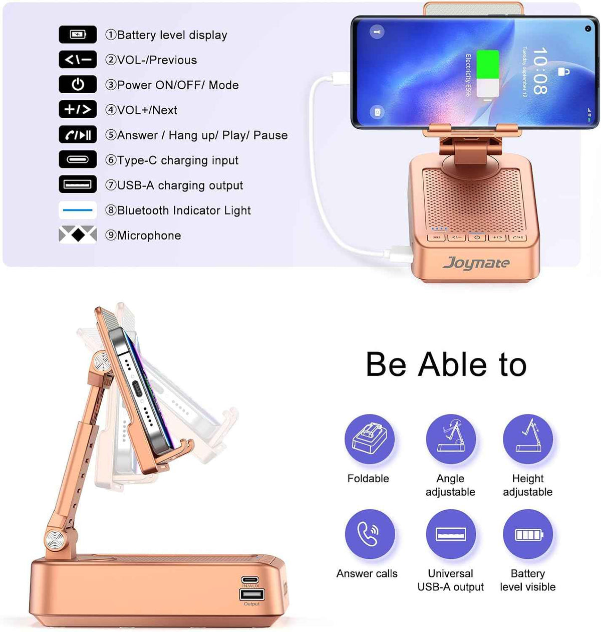 Gifts for Women Girls, Bluetooth Speaker Phone Stand with Charging Function