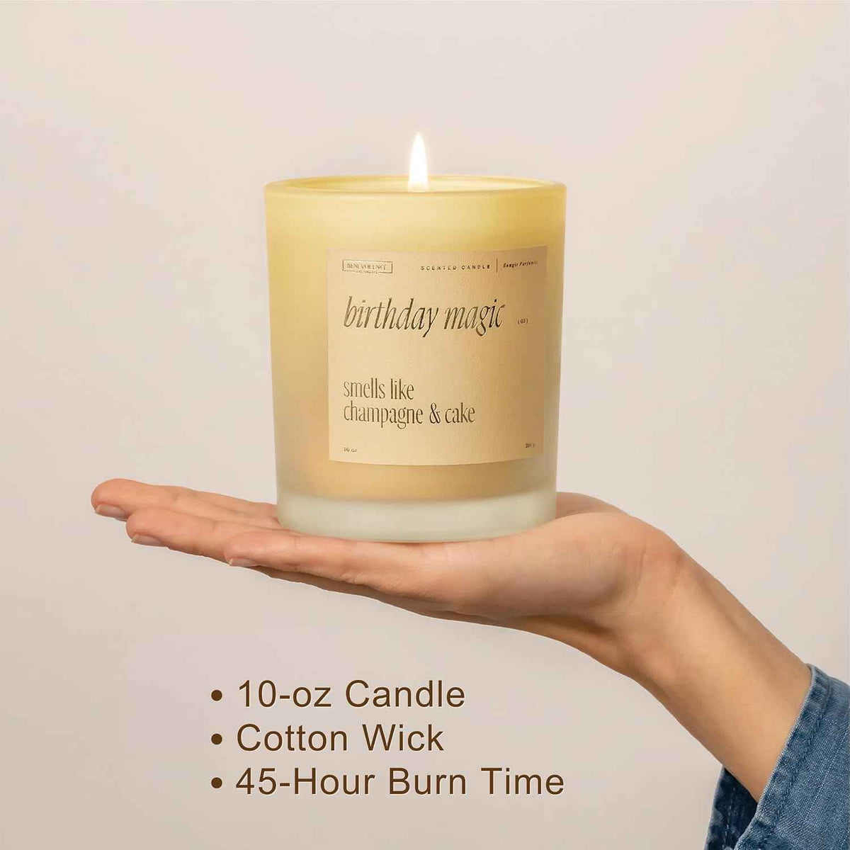 Benevolence LA Birthday Magic Scented Candles | 10 oz, 40-50 Hour Burn | Gifts for Women | Celebration Candle for Best Friend, Mom | Unique Womens Birthday Gift - Smells Like Champagne & Cake