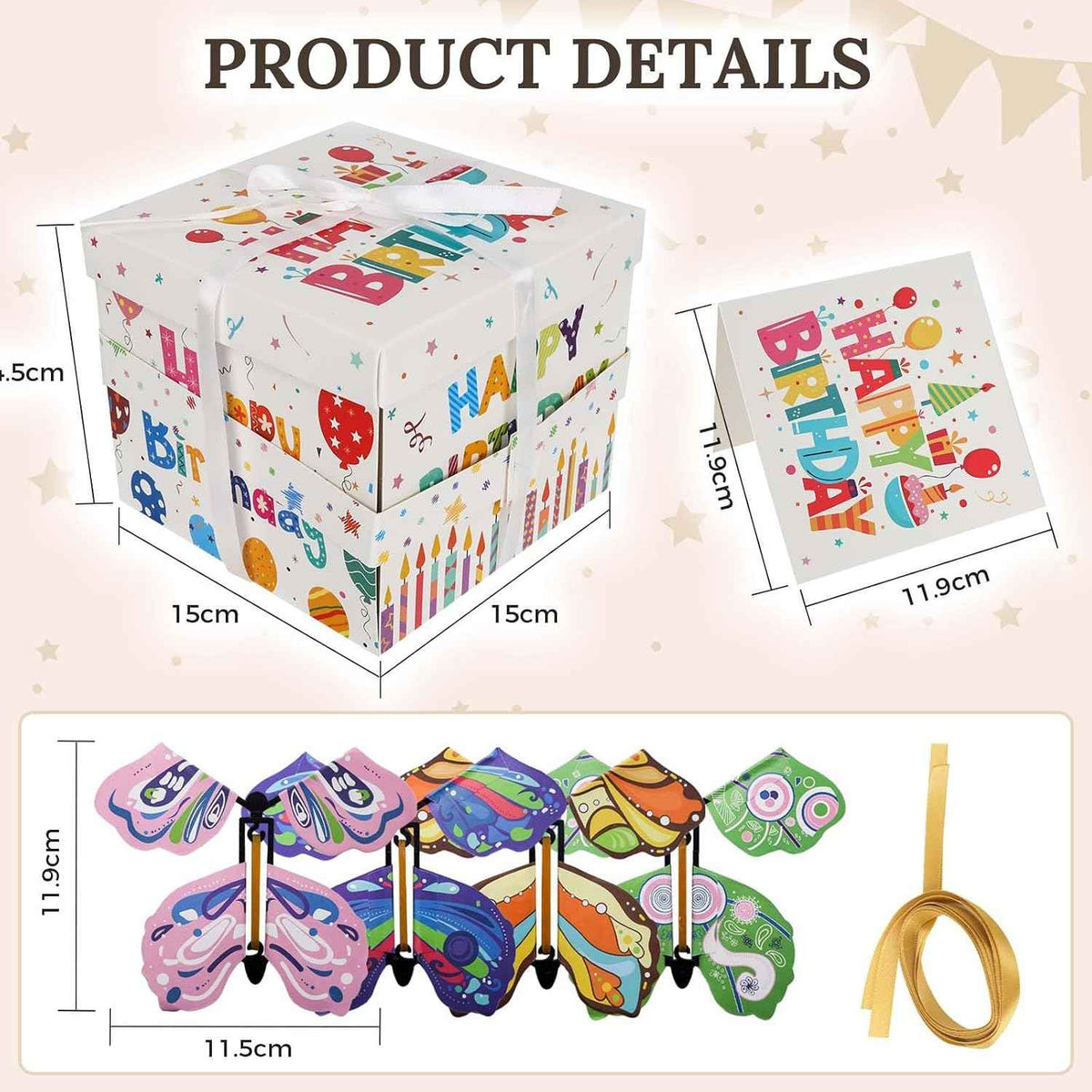 Surprise Birthdays Flying Butterfly Explosion Gift Box, Reusable DIY Unique Gift Box with Surprise Flying Butterfly for Birthdays, Wildflower, Wedding Party Decoration