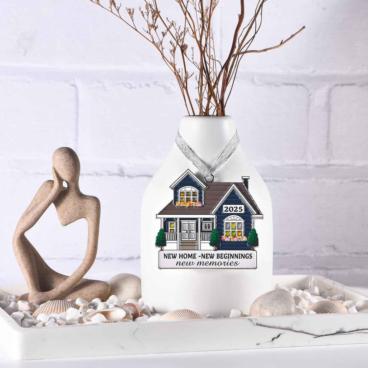 New Home Ornament 2025 - Metal House Warming Gifts New Home Ornament, Housewarming Gift Ideas for Women Couple Homeowners, First House Ornaments for Christmas Decoration-New House New Beginnings