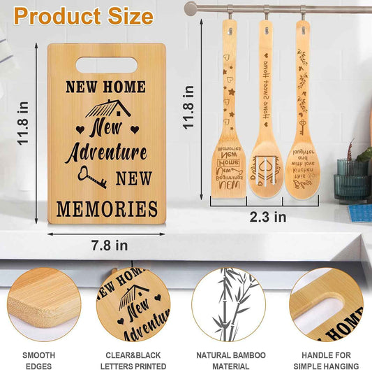 House Warming Gifts New Home, Cutting Board Set New Home Gift Ideas | Unique Housewarming Gifts, Apartment Souvenir, New Homeowner First House Present for Neighbor, Couple, Friends