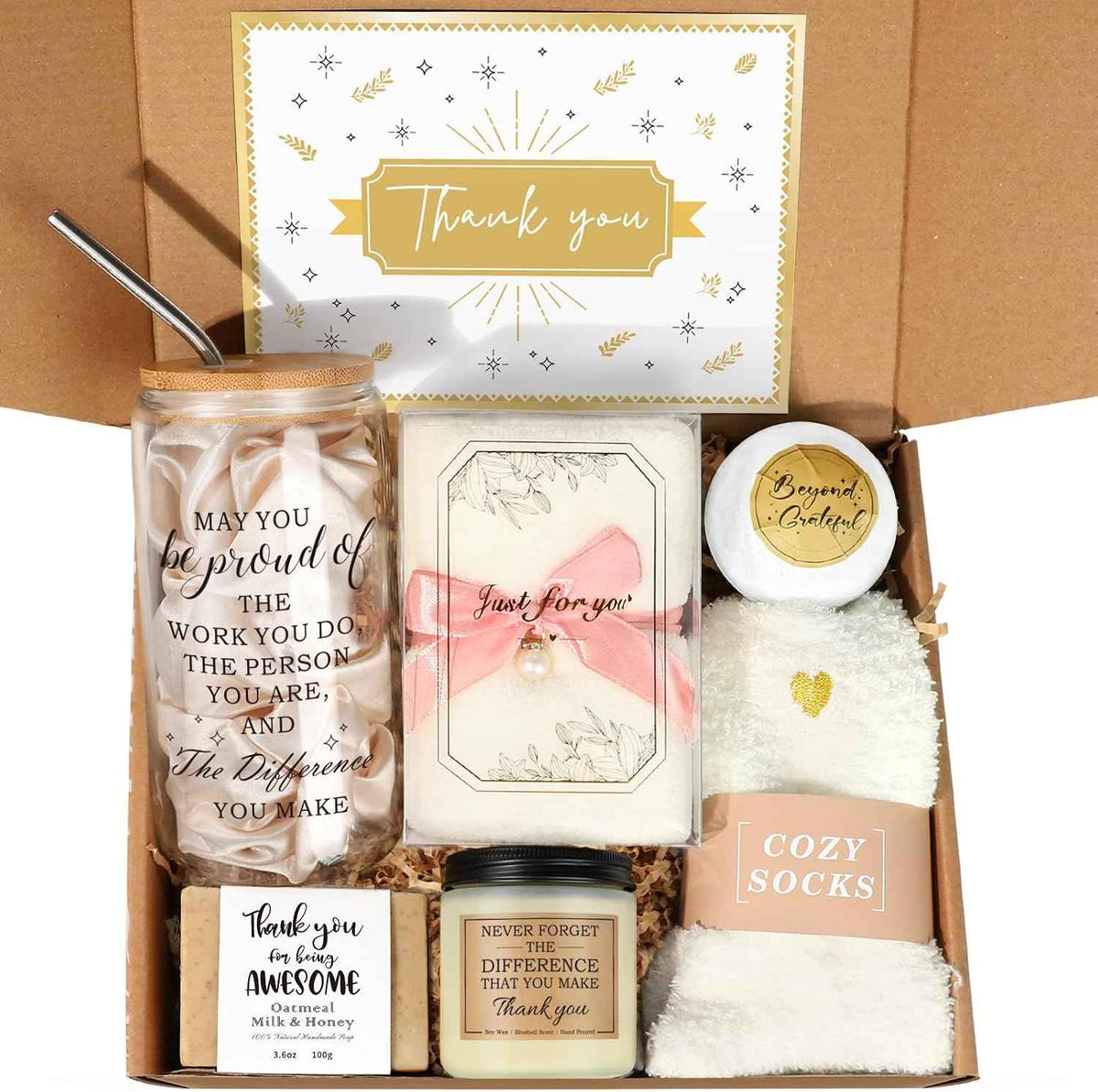 iAOVUEBY Employee & Teacher Appreciation Gifts for Coworker Teacher Mentor Leader Secretary Nurse, Difference Maker Gifts for Women, Thank You Gift Set for Women with 16oz Difference Maker Glass