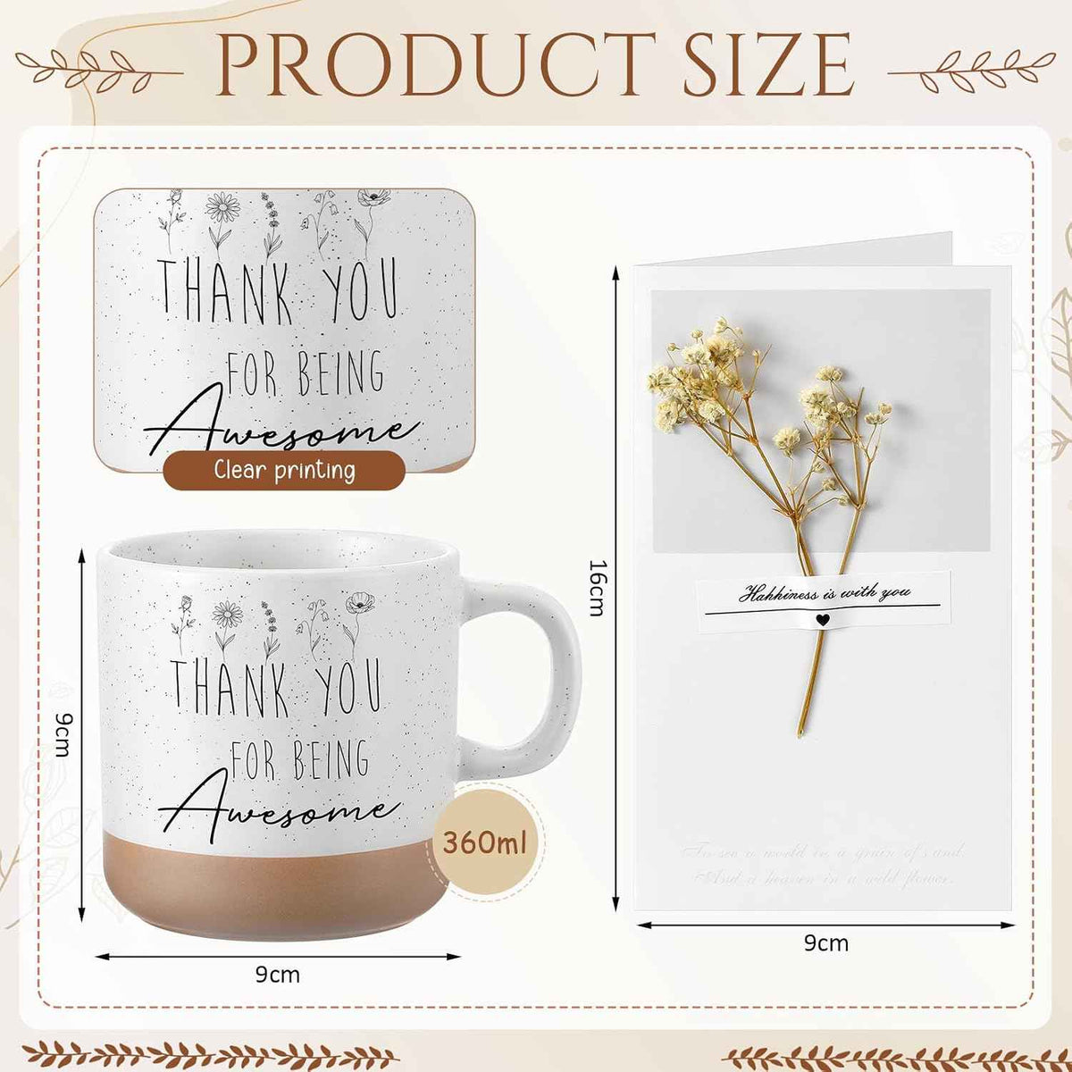 Suclain 7 Pcs Thank You Gifts for Women, Appreciation Spiral Notebooks, Ballpoint Pen, Coffee Mug, Canvas Bag, Makeup Bag, Awesome Keychain Card Inspirational Gift for Coworker Retirement