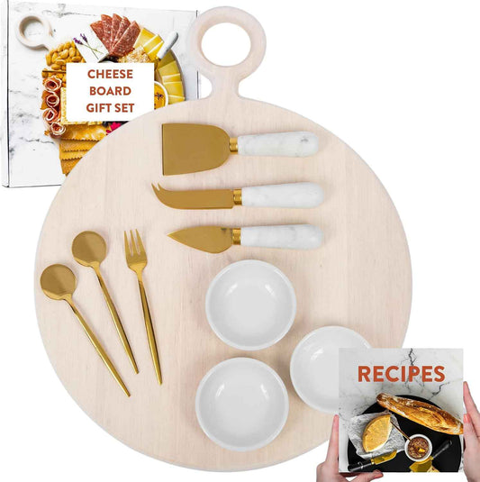 Charcuterie Board Gift Set, White Wood: Unique Mother's Day Gifts For Mom, House Warming Gifts New Home, Wedding Gifts for Couple, Bridal Shower Gift